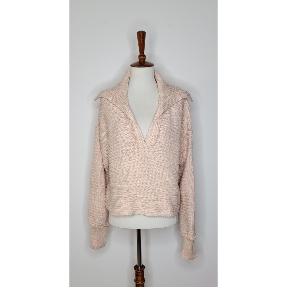 Free People Marlie V Neck Ribbed Oversized Pullover Sweater Women's Size XS